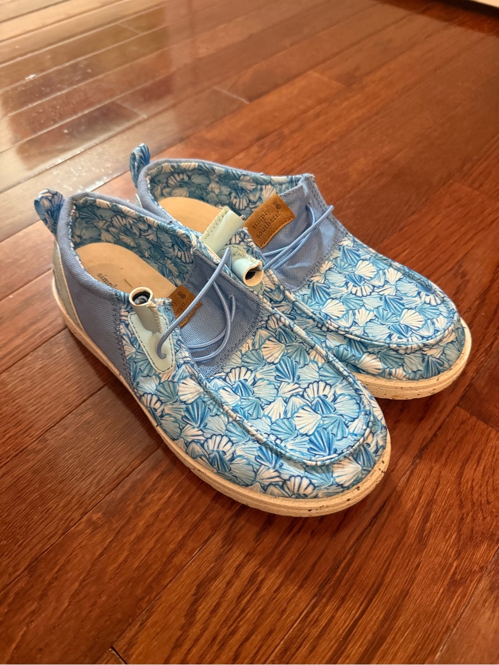 Simply Southern Light Blue Floral Slip-On Loafers